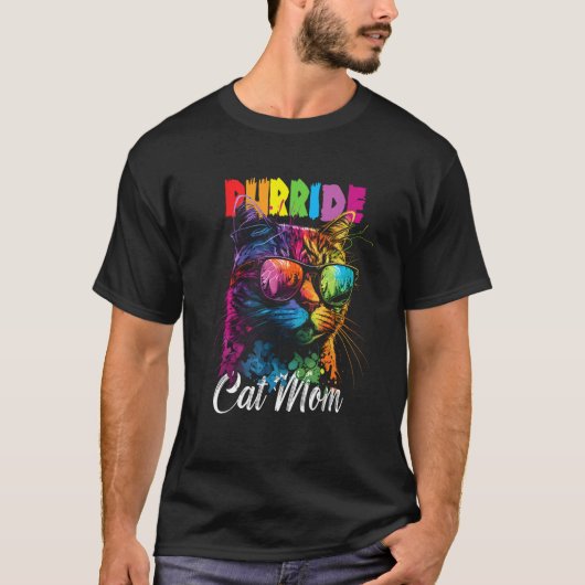 Gay Pride Purride Cat Mother LGBT Pride Month Cute Tシャツ (正面)