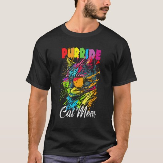 Gay Pride Purride Cat Mother LGBT Pride Month Cute Tシャツ (正面)