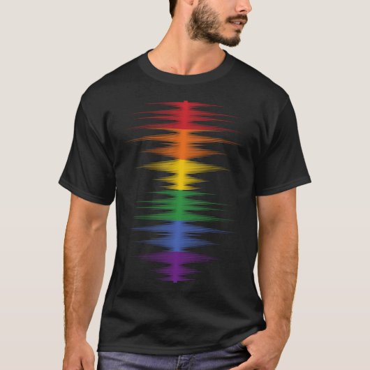 Gay Pride Rainbow Sound Waves LGBTQ Tシャツ (正面)