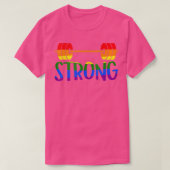 Gay Pride STRONG Gym Rainbow Barbell  Tシャツ (デザイン正面)