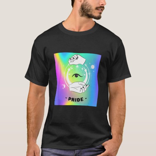 Gay Pride Witchy Moon Tarot Card Rainbow Eye LGBTQ Tシャツ (正面)