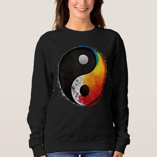 Gay Pride Yin Yang Symbol on LGBTQ Taijitu Yin Yan スウェットシャツ (正面)