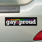 Gay&proudの黒いバンパーステッカー バンパーステッカー (車上)