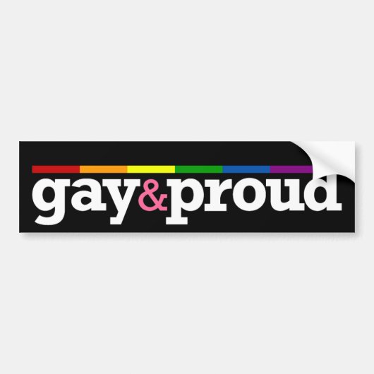 Gay&proudの黒いバンパーステッカー バンパーステッカー (正面)