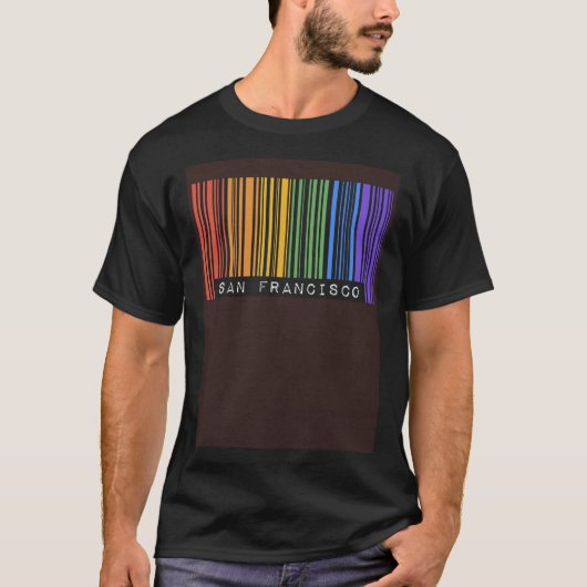Gay Queer Barcode Pride San Francisco California A Tシャツ (正面)