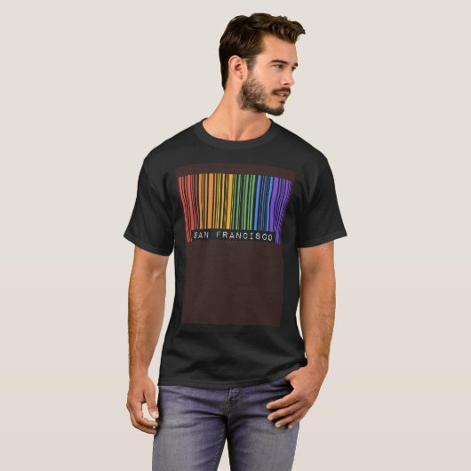Gay Queer Barcode Pride San Francisco California A Tシャツ (正面フル)