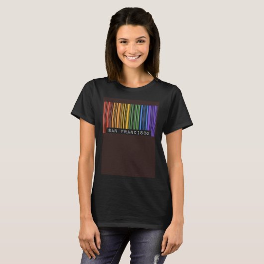 Gay Queer Barcode Pride San Francisco California A Tシャツ (正面フル)