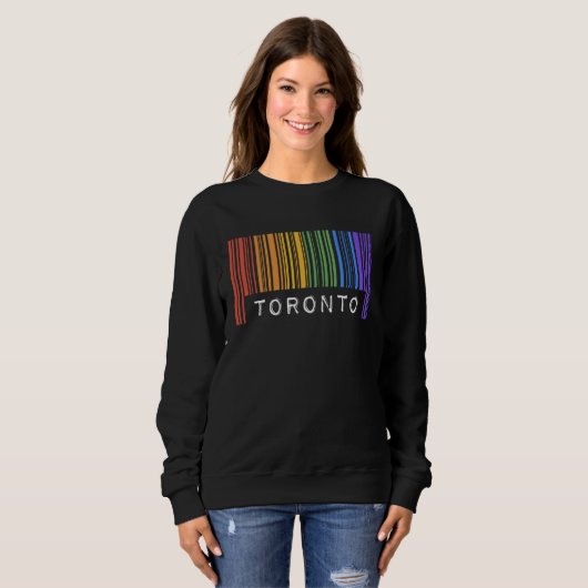 Gay Queer Barcode Pride Toronto Canada Aesthetic L スウェットシャツ (正面フル)