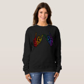 Gay Rocker Skeleton Hands Rainbow Pride Lgbt Rock  スウェットシャツ (正面フル)