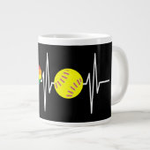 Gay Softball Shirt Softball Player Gay Pride LGBTQ ジャンボコーヒーマグカップ (正面右)