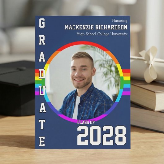 Gay Student Pride Rainbow Graduation Announcement  招待状