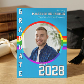 Gay Student Pride Rainbow Graduation Announcement 招待状