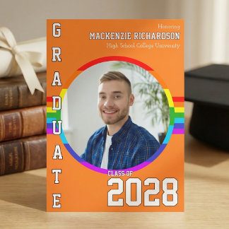 Gay Student Pride Rainbow Graduation Announcement 招待状
