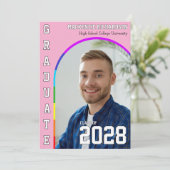 Gay Student Pride Rainbow Pink Graduation Party 招待状 (スタンド正面)