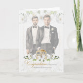 Gay Wedding Congratulations Two Grooms Vintage カード (正面)
