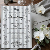 Gay Wedding Two Grooms Whimsical Doodles 招待状