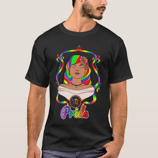 Gay Zodiac LGBTQ Zodiac Sign Virgo Rainbow Pride Tシャツ (正面)