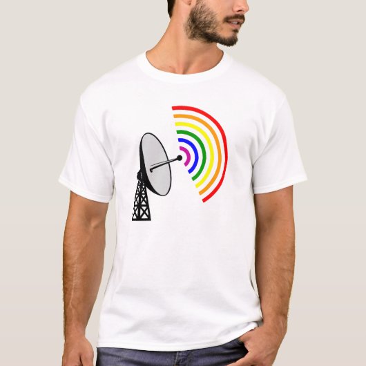 Gaydarの陽気な虹LGBTのレーダー Tシャツ (正面)