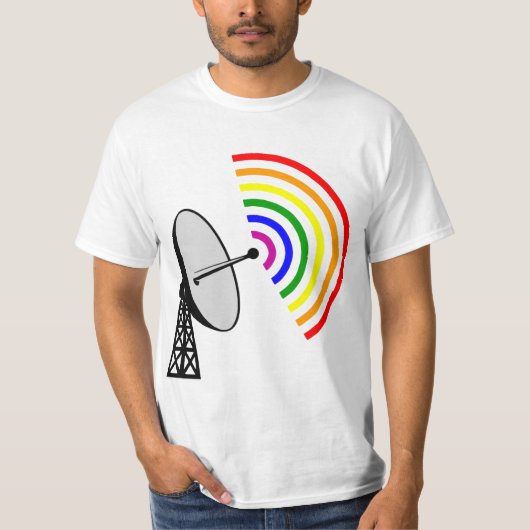 Gaydarの陽気な虹LGBTのレーダー Tシャツ (正面)
