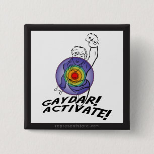 Gaydar! 活動化させて下さい! 虹のレズビアン 缶バッジ