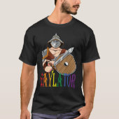 Gaylator Rainbow Warrior with Sword and Shield Tシャツ (正面)