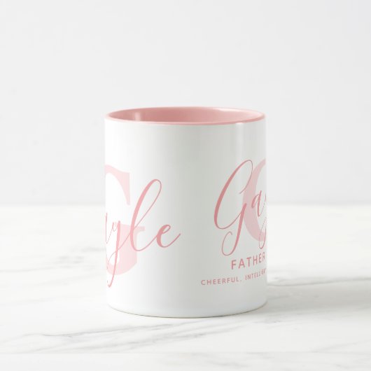 Gayle name meaning and monogram soft pink text マグカップ (中央)