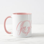 Gayle name meaning and monogram soft pink text マグカップ (左)
