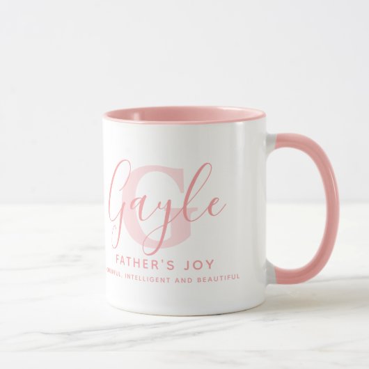 Gayle name meaning and monogram soft pink text マグカップ (右)