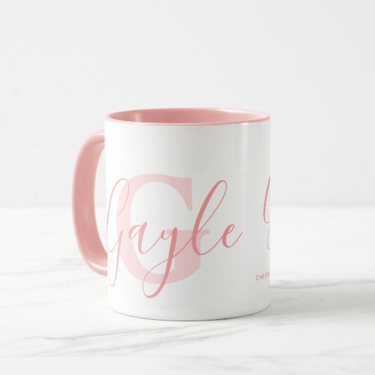 Gayle name meaning and monogram soft pink text マグカップ (正面左)