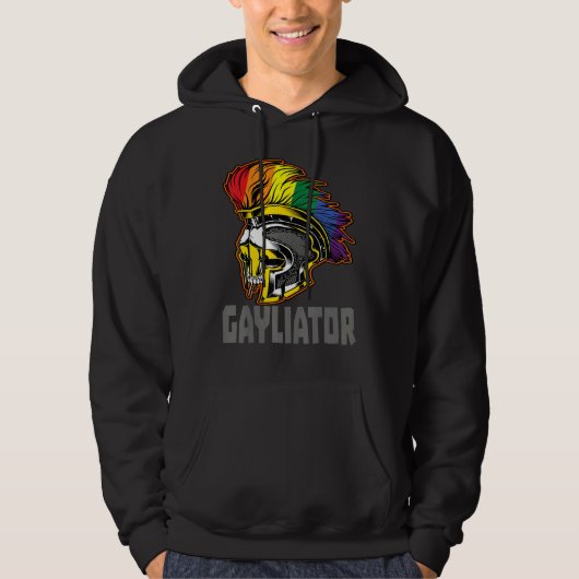 Gayliator Sword Fighter Helmet with Rainbow Feathe パーカ (正面)