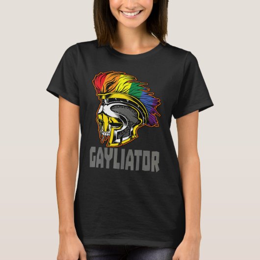 Gayliator Sword Fighter Helmet with Rainbow Feathe Tシャツ (正面)