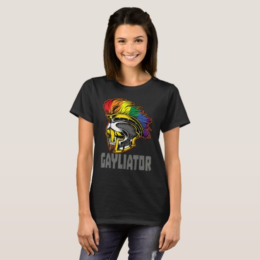 Gayliator Sword Fighter Helmet with Rainbow Feathe Tシャツ (正面フル)