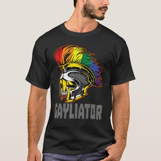 Gayliator Sword Fighter Helmet with Rainbow Feathe Tシャツ (正面)