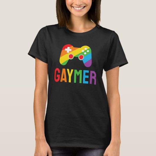 Gaymer Funny Gaming Lover LGBTQ+ Gay Gamer Rainbow Tシャツ (正面)