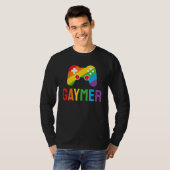 Gaymer Funny Gaming Lover LGBTQ+ Gay Gamer Rainbow Tシャツ (正面フル)