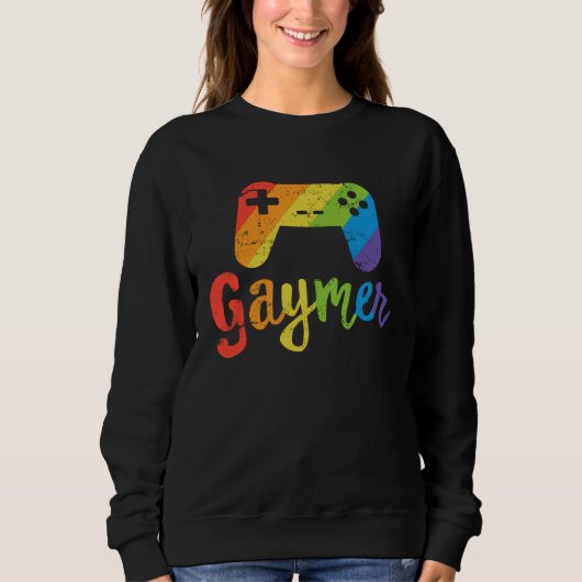 Gaymer LGBT Rainbow Pride Parade March Rally Gamer スウェットシャツ (正面)