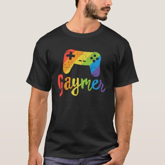 Gaymer LGBT Rainbow Pride Parade March Rally Gamer Tシャツ (正面)