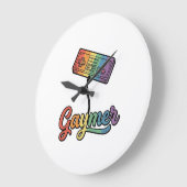 Gaymer Rainbow Gamer Vector Shirt Design_1 ラージ壁時計 (傾斜)