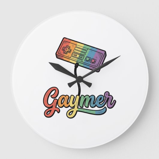 Gaymer Rainbow Gamer Vector Shirt Design_1 ラージ壁時計 (正面)