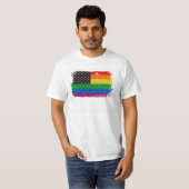 Gaymericanのプライドの旗 Tシャツ (正面フル)
