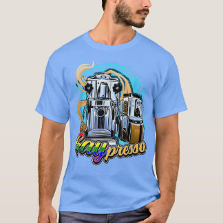 GAYpressoレインボーヴィンテージコーヒーエスプレッソLGBT Pri Tシャツ