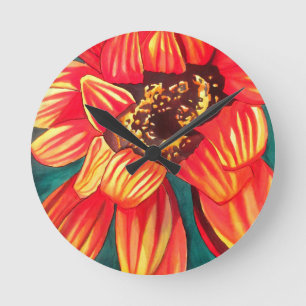 Gazania desert flower art by Sacha Grossel ラウンド壁時計