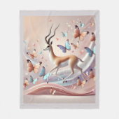 Gazelle and Butterflies Fantasy Art フリースブランケット (正面)