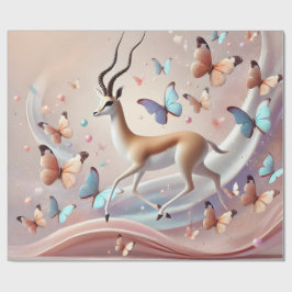 Gazelle and Butterflies Fantasy Art ラッピングペーパー