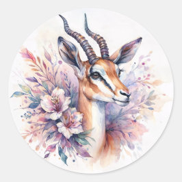 Gazelle Floral Watercolor ラウンドシール