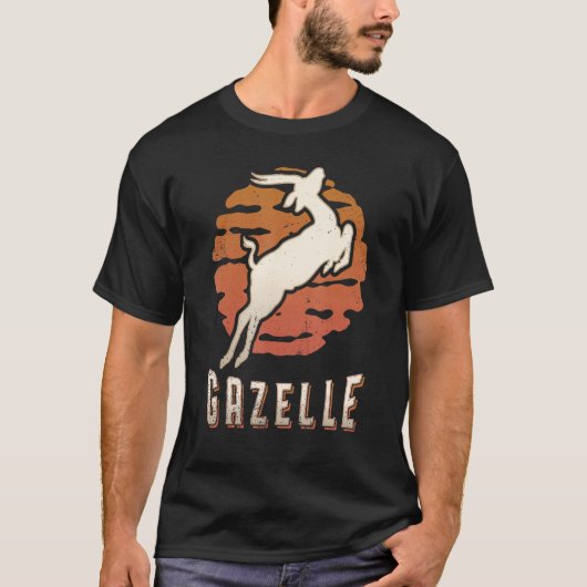 Gazelle Vintage Retro Classic Animal Sunset Tシャツ (正面)