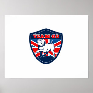 GBの英国のブルドッグのイギリスのスポーツチーム盾を団結して下さい ポスター