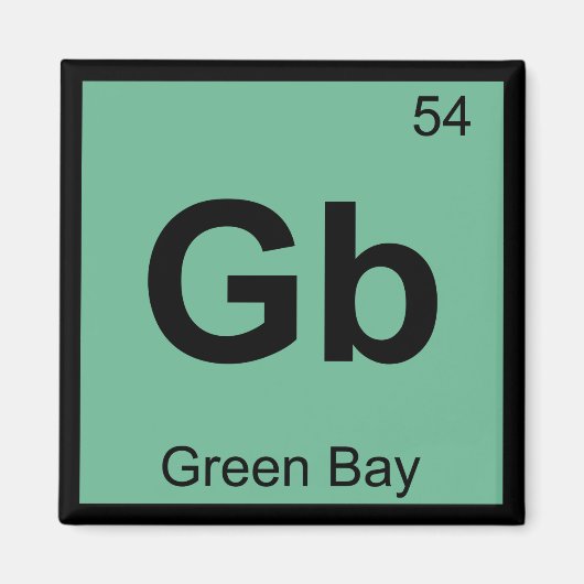 Gb – グリーンベイウィスコンシン化学周期表 マグネット (正面)