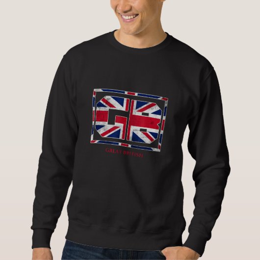 GB Great British with UK Flag Illustration Graphic スウェットシャツ (正面)