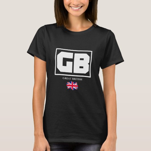 GB Great British with UK Flag Illustration Graphic Tシャツ (正面)